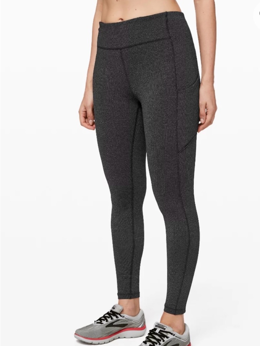 Lululemon Speed Up Tight 28" Power Luxtreme Variegated Knit Black Heathered Sz 6